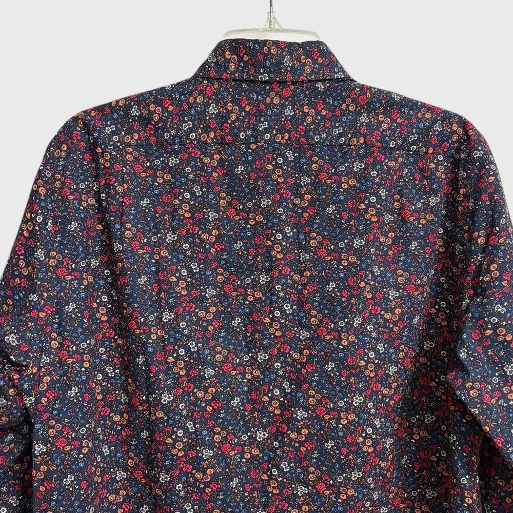 J. Crew Men's Slim Fit Floral Button-Down Shirt Size M Navy Multicolor Preppy